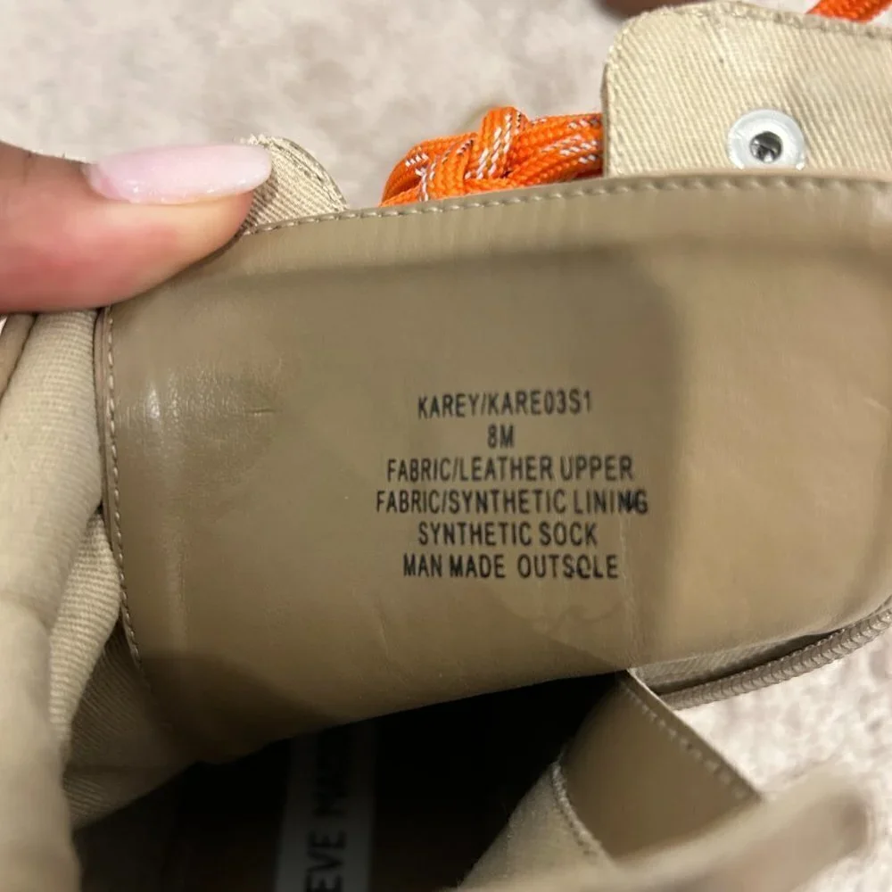 Steve Madden Tan Karey Leather Pointed Toe Lace-up Boots Size 8 - Picture 9 of 10